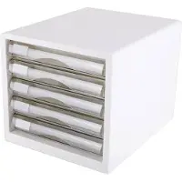 Deli Schubladenbox 5 Schubladen 27,5x34x26cm weiss (A4)