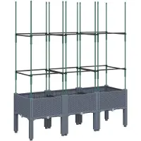 vidaXL Jardinière avec treillis bleu gris 120x40x142,5 cm PP
