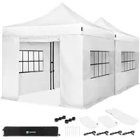 Vonroc Tente de réception - 6 x 3 m - Tente de réception Premium Easy-Up | Ensemble comprenant 2 tentes, des parois latérales et un kit de raccordement - Blanc