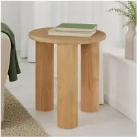 TecTake Table d'appoint ronde Sisi - Ø 40 x 45,5 cm - Pieds en bois massif - Table basse - Table de lit - Table ronde avec protections antidérapantes pour le sol