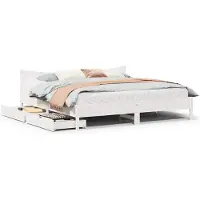 vidaXL Lit en bois massif avec tiroirs blanc 200x200 cm pin