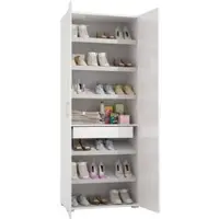 Dmora Angy - Armoire polyvalente 2 portes, 72x195h cm Blanc, 6 étagères Italy