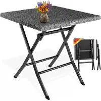 Casaria Table pliante en polyrattan Rom anthracite 75 x 65 x 65 cm