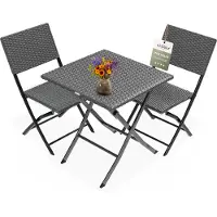 Casaria Ensemble de jardin en polyrotin, 3 pièces, anthracite