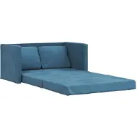 vidaXL Canapé de sol avec fonction sommeil bleu 122x204x55 cm velours