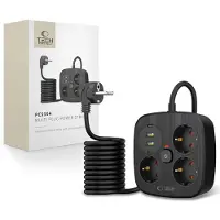TechProtection Bloc multiprises Pcs3X4, 3 prises secteur, 2Xusb-A, 2Xusb-C 200 Cm - Noir