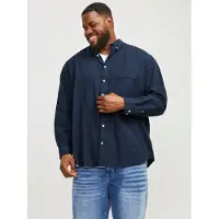 Jack & Jones Oxford Plus Size Long Sleeve Shirt Bleu 4XL Homme