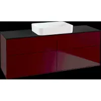 Villeroy & Boch Finion meuble sous lavabo, 4 tiroirs, avec éclairage, lavabo au centre, sans trou pour robinetterie, 1600x603x501mm, Glass Black Matt, G73200HB