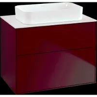 Villeroy & Boch Finion meuble sous lavabo, 2 tiroirs, avec éclairage, lavabo au centre, 800x603x501mm, Glass White Matt, G63100HB