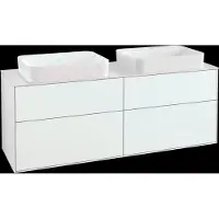 Villeroy & Boch Finion meuble sous lavabo, 4 tiroirs, avec éclairage, pour 2 vasques, sans trou pour robinet, 1600x603x501mm, Glass White Matt, G72100GF