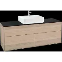Villeroy & Boch Finion meuble sous lavabo, avec éclairage, lavabo au centre, 1600x603x501mm, Glass Black Matt, G19200PC