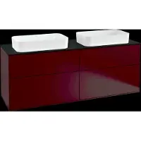 Villeroy & Boch Finion meuble sous lavabo, 4 tiroirs, avec éclairage, pour 2 lavabos, avec robinet, 1600x603x501mm, Glass Black Matt, G31200HB