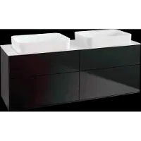 Villeroy & Boch Finion meuble sous lavabo, 4 tiroirs, avec éclairage, pour 2 vasques, sans trou pour robinet, 1600x603x501mm, Glass White Matt, G72100PD