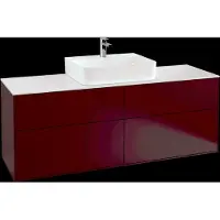 Villeroy & Boch Finion meuble sous lavabo, avec éclairage, lavabo au centre, 1600x603x501mm, Glass White Matt, G19100HB