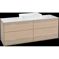Villeroy & Boch Finion meuble sous lavabo, 4 tiroirs, avec éclairage, avec trou pour robinetterie, 1600x603x501mm, Glass White Matt, G32100PC