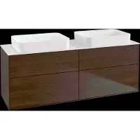 Villeroy & Boch Finion meuble sous lavabo, 4 tiroirs, avec éclairage, pour 2 vasques, sans trou pour robinet, 1600x603x501mm, Glass White Matt, G72100GN