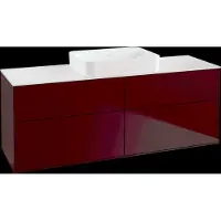 Villeroy & Boch Finion meuble sous lavabo, 4 tiroirs, avec éclairage, lavabo au centre, sans trou pour robinet, 1600x603x501mm, Glass White Matt, G73100HB