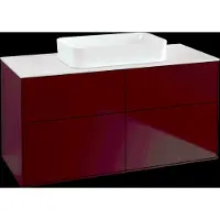 Villeroy & Boch Finion meuble sous lavabo, 4 tiroirs, avec éclairage, lavabo au centre, sans trou pour robinetterie, 1200x603x501mm, Glass White Matt, G67100HB