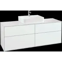 Villeroy & Boch Finion meuble sous lavabo, avec éclairage, lavabo au centre, 1600x603x501mm, Glass White Matt, G19100GF