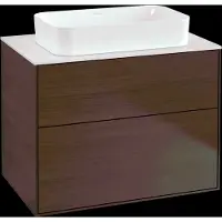 Villeroy & Boch Finion meuble sous lavabo, 2 tiroirs, avec éclairage, lavabo au centre, 800x603x501mm, Glass White Matt, G63100GN