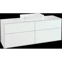 Villeroy & Boch Finion meuble sous lavabo, 4 tiroirs, avec éclairage, avec trou pour robinetterie, 1600x603x501mm, Glass White Matt, G32100GF