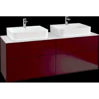 Villeroy & Boch Finion meuble sous lavabo, avec éclairage, pour 2 vasques, 1600x603x501mm, Glass White Matt, G18100HB