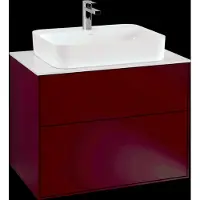 Villeroy & Boch Finion meuble sous lavabo, 2 tiroirs, avec éclairage, 800x603x501mm, Glass White Matt, G34100HB