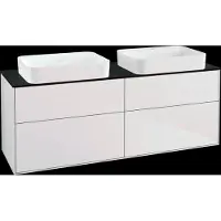 Villeroy & Boch Finion meuble sous lavabo, 4 tiroirs, avec éclairage, pour 2 vasques, sans trou pour robinet, 1600x603x501mm, Glass Black Matt, G72200MT