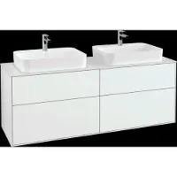Villeroy & Boch Finion meuble sous lavabo, 4 tiroirs, avec éclairage, pour 2 vasques, 1600x603x501mm, Glass White Matt, G43100GF
