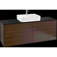 Villeroy & Boch Finion meuble sous lavabo, avec éclairage, lavabo au centre, 1600x603x501mm, Glass Black Matt, G19200GN