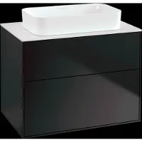 Villeroy & Boch Finion meuble sous lavabo, 2 tiroirs, avec éclairage, lavabo au centre, 800x603x501mm, Glass White Matt, G63100PD