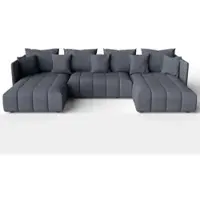 AX Living Canapé panoramique convertible Veliro canapé en u gris 353cm