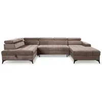 AX Living Marron Canapé d'angle avec fonction sommeil Arkucio U 345cm D moderne