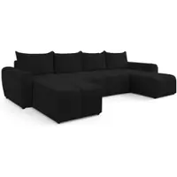 AX Living Canapé d'angle grand Ferrande 317 cm - Canapé noir avec fonction sommeil & structure