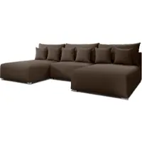 AX Living Canapé d'angle avec fonction sommeil Ederra U largeur 300 cm - marron Tissu
