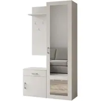 AX Living Garde-robe d'entrée Blanc Moderne Magnola 100cm de large, avec miroir & espace de rangement