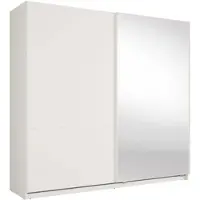 AX Living Armoire à portes coulissantes Miroir Lunoria 221 cm Blanc