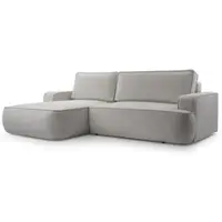 AX Living Canapé Ablia forme L avec fonction sommeil gris clair 267 G