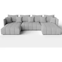 AX Living Canapé d'angle U gris clair avec fonction sommeil Veliro 345