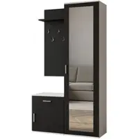 AX Living Garde-robe avec miroir Magnola - 100 cm de large, blanc & noir