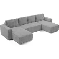 AX Living Aydin Canapé Salon avec fonction sommeil Forme en U Gris clair