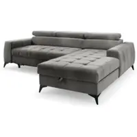 AX Living Gris Canapé d'angle avec fonction sommeil Arkucio Mini 260cm D