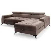 AX Living Marron Canapé d'angle avec fonction sommeil Arkucio Mini 260 cm D