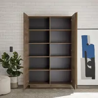 Dmora Procida - Armoire Multi-usage 2 Portes, 121x193h cm Noyer Marron, 8 Étagères Italy