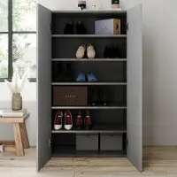 Dmora Floro - Armoire polyvalente 2 portes, 63x114h cm Gris Ciment, 5 étagères, Italie