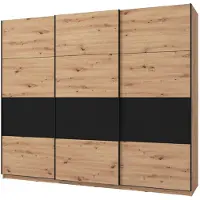 Dmora Miggiano - Grande Armoire, 263x224h cm Chêne Brun Nœuds, Porte-manteaux