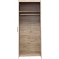 Dmora Egna - Armoire 2 Portes, 80x202h cm Blanc Mélèze, Porte-manteau