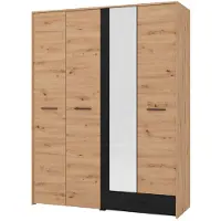 Dmora Lisio - Grande Armoire, 158x204h cm Chêne Brun Nœuds, un Tiroir