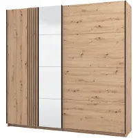 Dmora Nucetto - Grande Armoire, 220x218h cm Chêne Marron Nœuds, Porte-manteaux