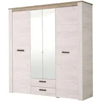 Dmora Caiano - Grande Armoire 199x207h cm Blanc Mélèze, 2 Tiroirs